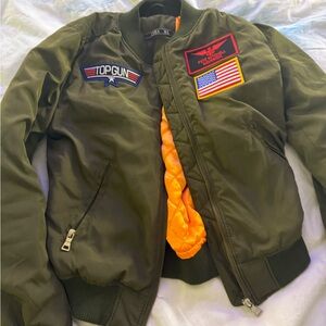 Custom Top Gun jacket (Olive Bomber Jacket with Patches)
